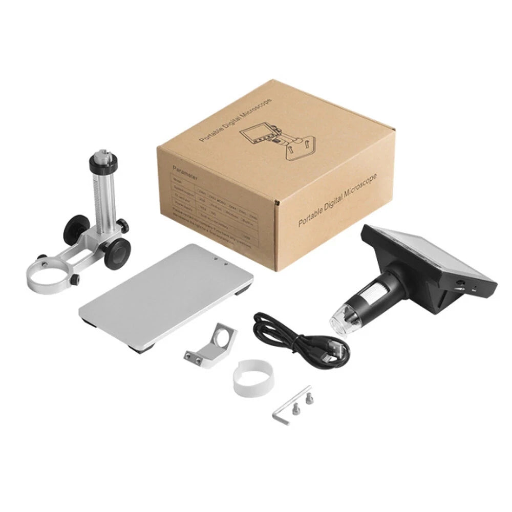 Mustool DM4 8MP 720P Microscope, 500/1000x Magnification, LED Lights, Manual Focus, Multi-Language Support for Research & Inspection