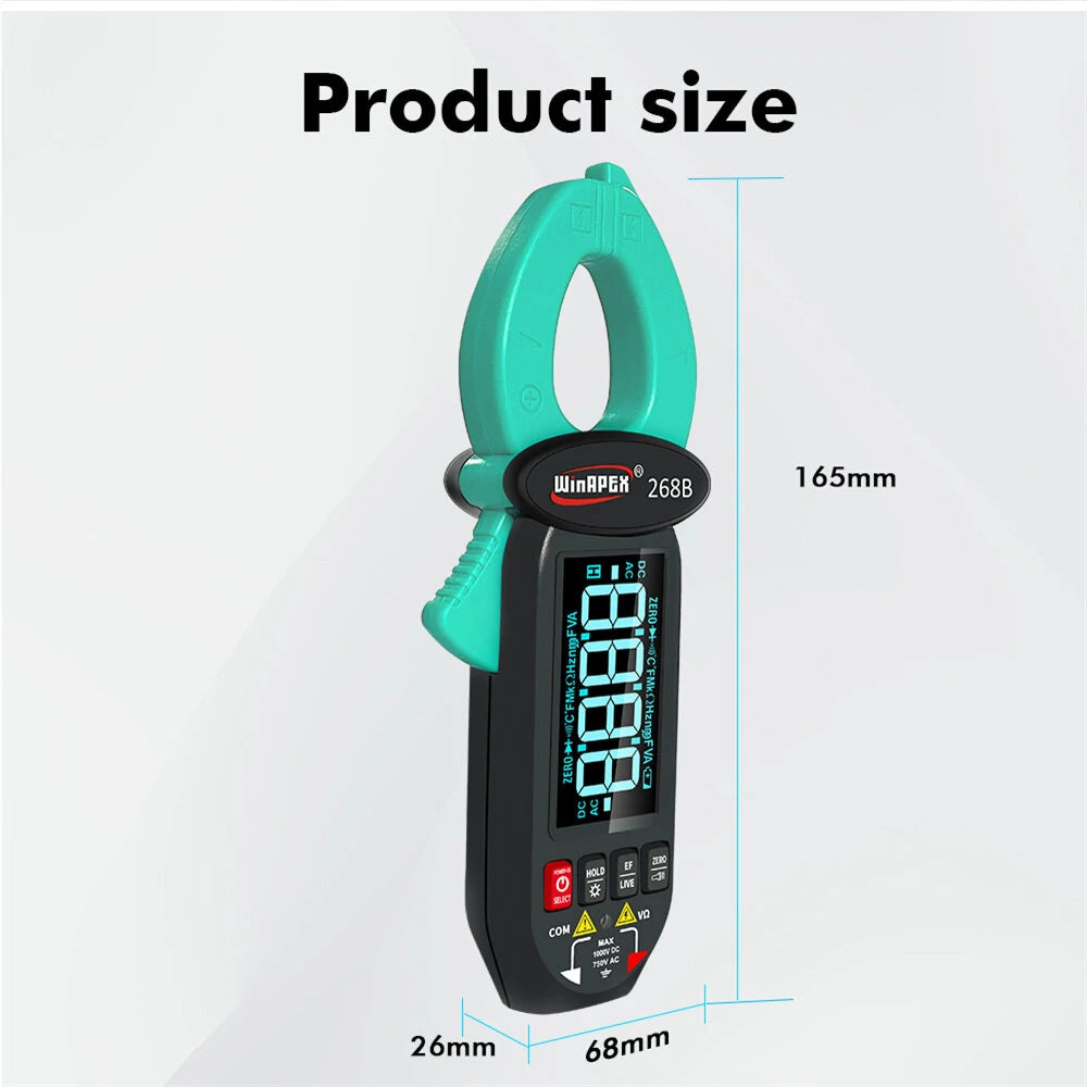WINAPEX 268B True RMS Leakage Current Clamp Meter 0.1mA High Resolution AC/DC Multimeter
