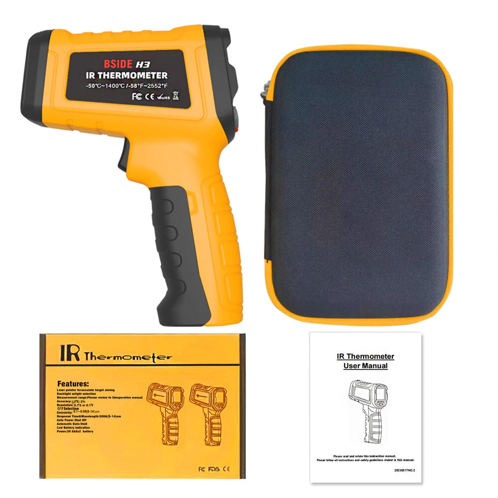 Professional BSIDE Infrared Thermometer 50:1 Digital IR-LCD -50~1400°C Non-contact Laser Pyrometer