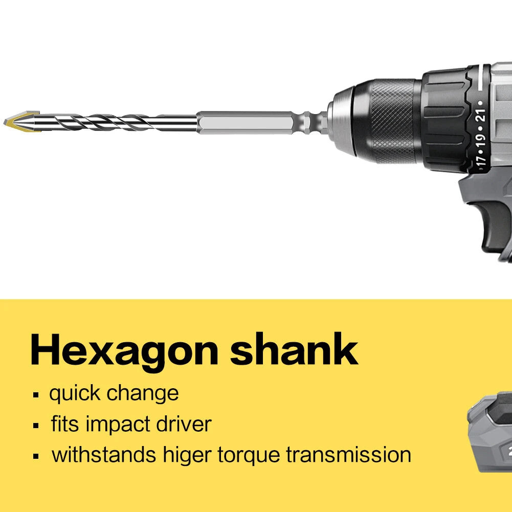 10PCS 6mm Hex Shank Eccentric Twist Drill Bits - High-Strength Skewed Head for Tile, Glass, Metal, Wood, Plastic