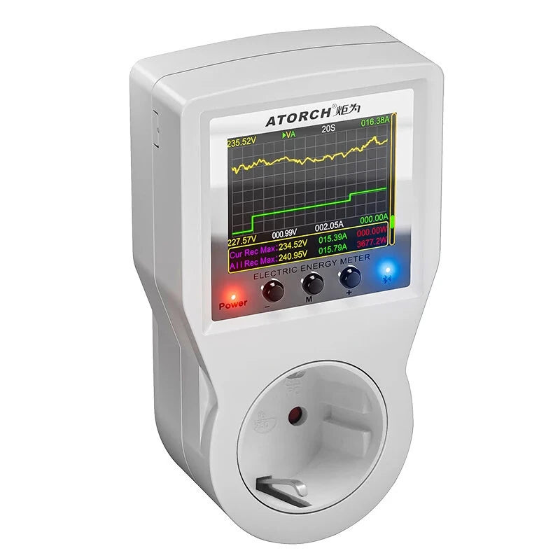ATORCH S1BWP Smart WiFi Socket - 16A Power Monitor with Tuya App & Bluetooth Control (AC85-265V)