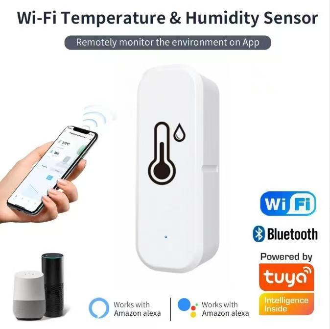 Smart WiFi Temperature & Humidity Sensor with Large Display for Home, Office, and Hotel