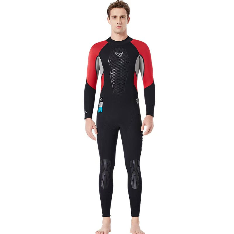 Mens 3mm Neoprene Full-Body Wetsuit with Back Zipper for Surfing, Swimming, Scuba, Snorkeling