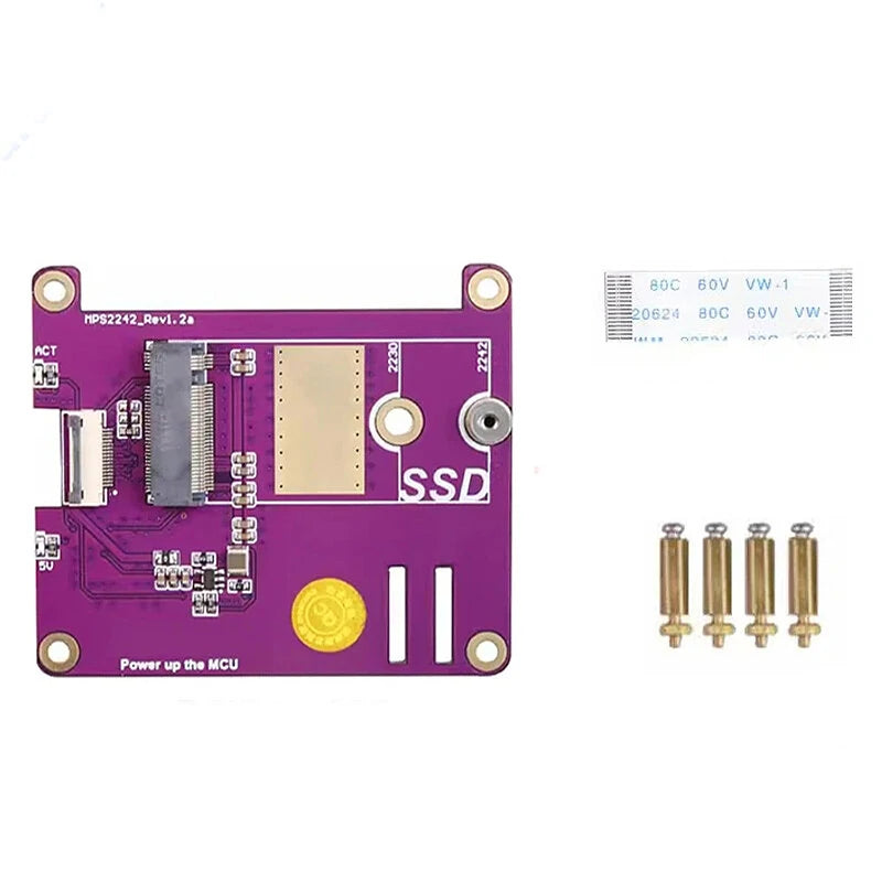 Raspberry Pi 5 PCIe Expansion Board for M.2 NVMe SSD MPS2242-2230