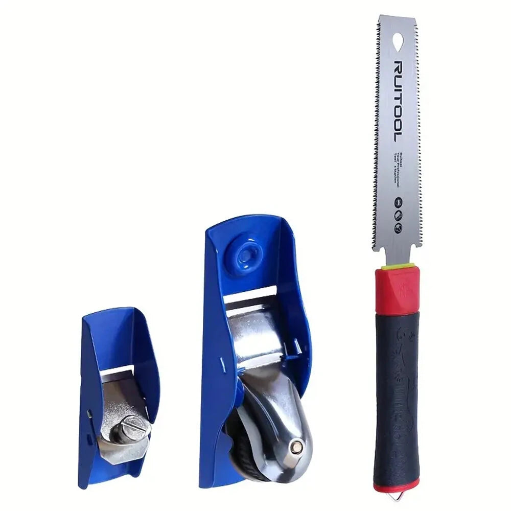 RUITOOL 3PCS Hand Planer Set with Mini Japanese Saw, Iron Body Woodworking Tools, TPI 17, Flat Bottom Trimming Plane
