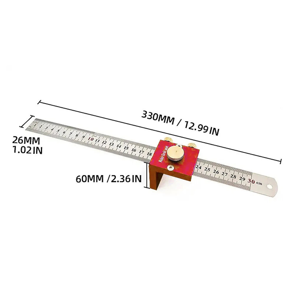 30cm High Precision Scribing Ruler with 90° Scale - Durable Woodworking & DIY Marking Tool