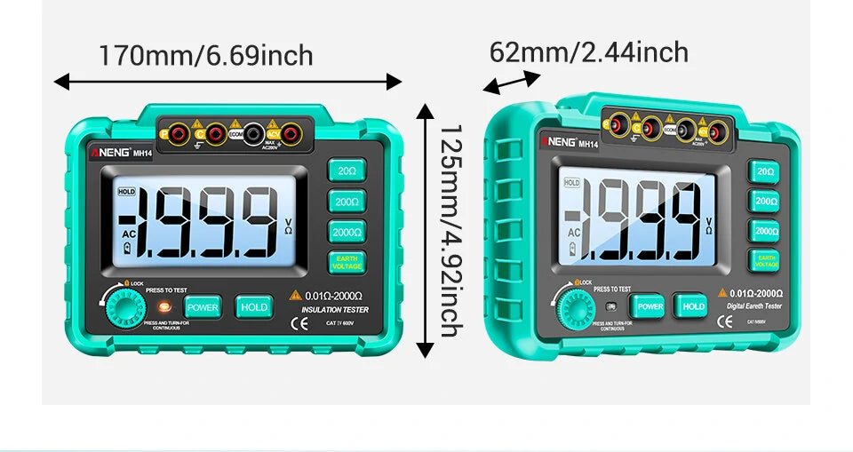ANENG MH14 Green Ground Resistance Megohmmeter Voltmeter Ohm Tester