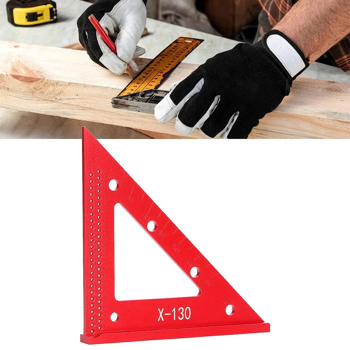 Versatile Aluminum Alloy Woodworking Triangle Ruler - 45°/90° Carpenter Square