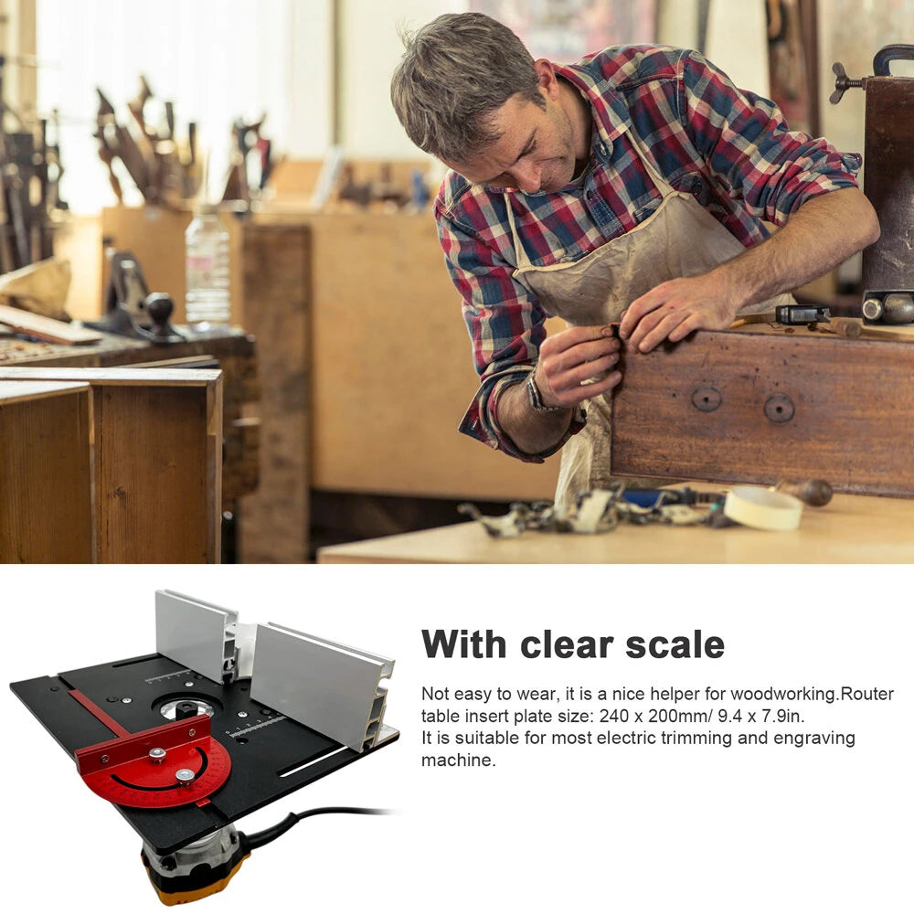 Aluminum Alloy X8 Router Table Insert Plate for Woodworking Milling, Engraving, and Trimming with Miter Gauge