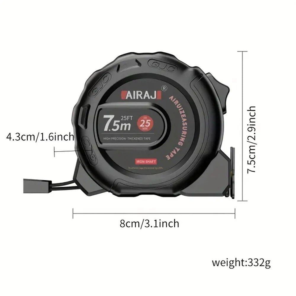 Stainless Steel Retractable Tape Measure 7.5m-25mm, Dual Unit, Locking - Home Improvement & DIY