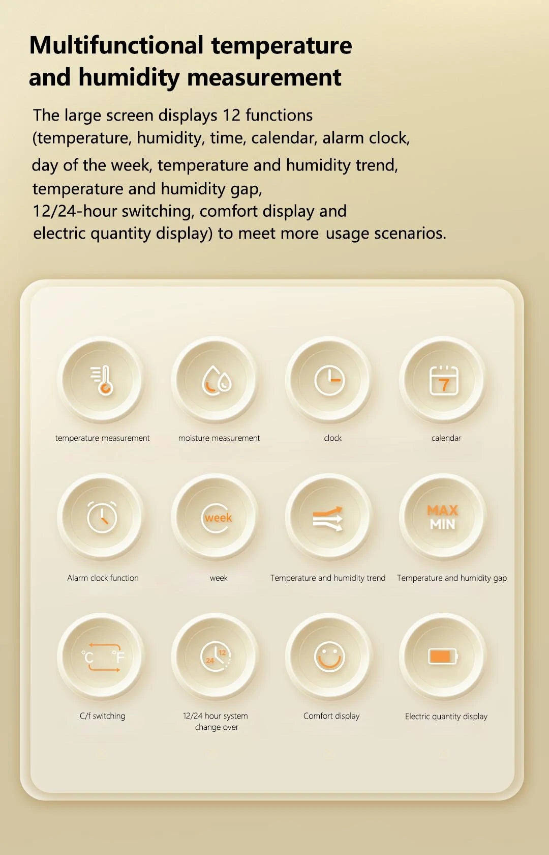 Xiaomi Dingling TH7 Multifunctional Thermo-Hygrometer: Large LCD, Alarm Clock & Calendar, -20℃ to 70℃, 10% to 99% RH, Power Efficient, Ideal for Home & Office Monitoring