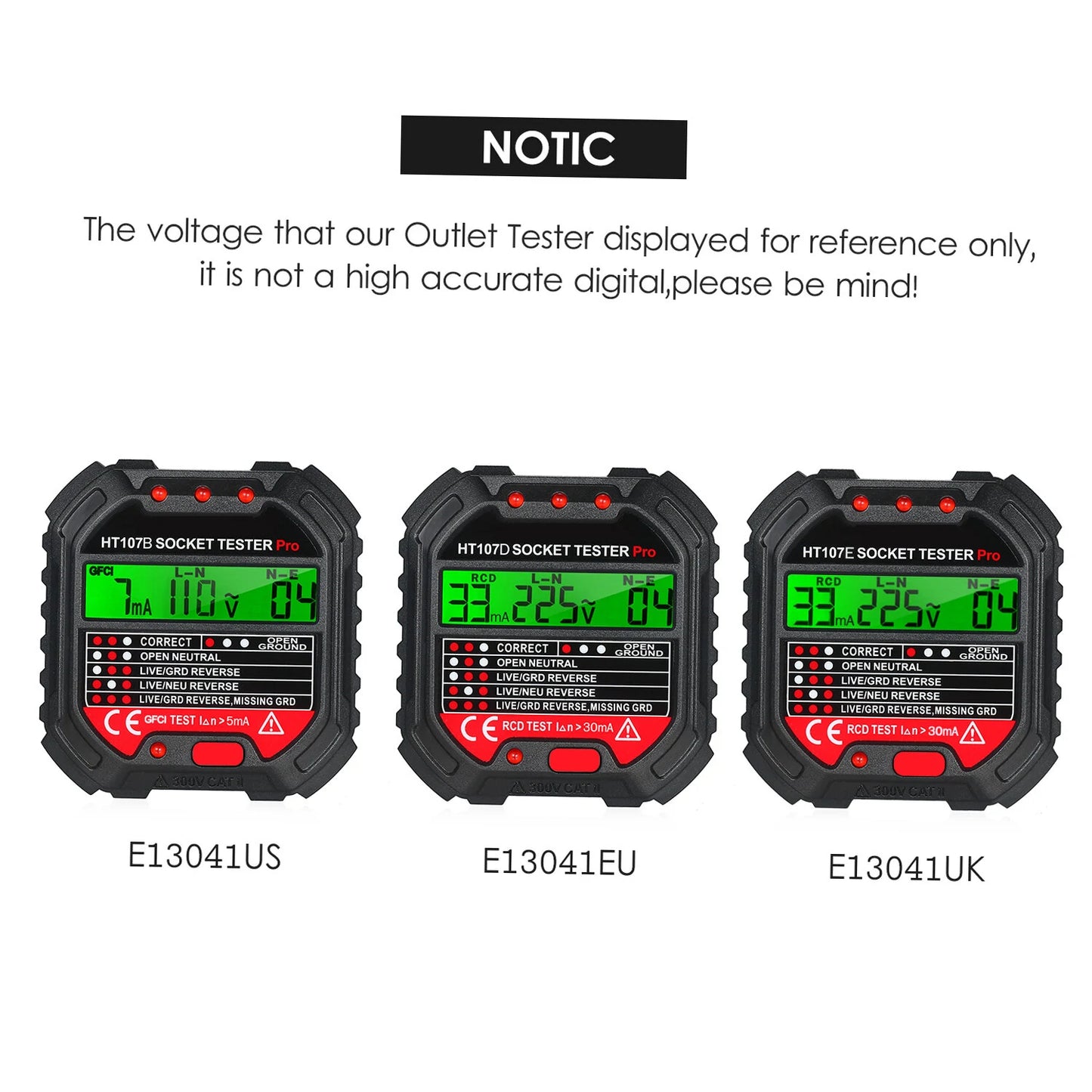 HT106/HT107 Automatic Electric Socket Tester and Voltage Detector
