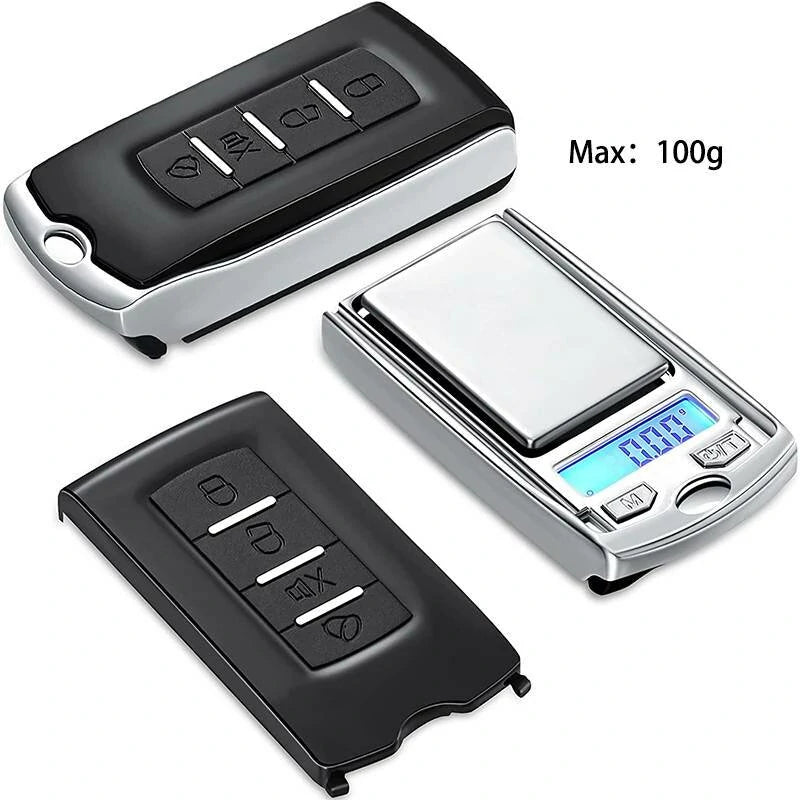 Mini Precision Digital Pocket Scale 0.01g Accuracy, 100g/200g Capacity, Key Style with LCD Backlit Display for Jewelry, Gold, Herbs, Food