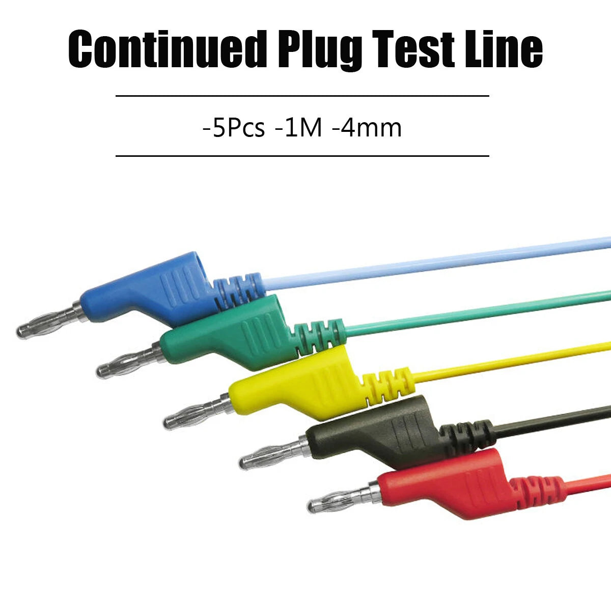 Set of 5 Multimeter Test Cables, 1M 4mm Banana Plug, 5 Colors