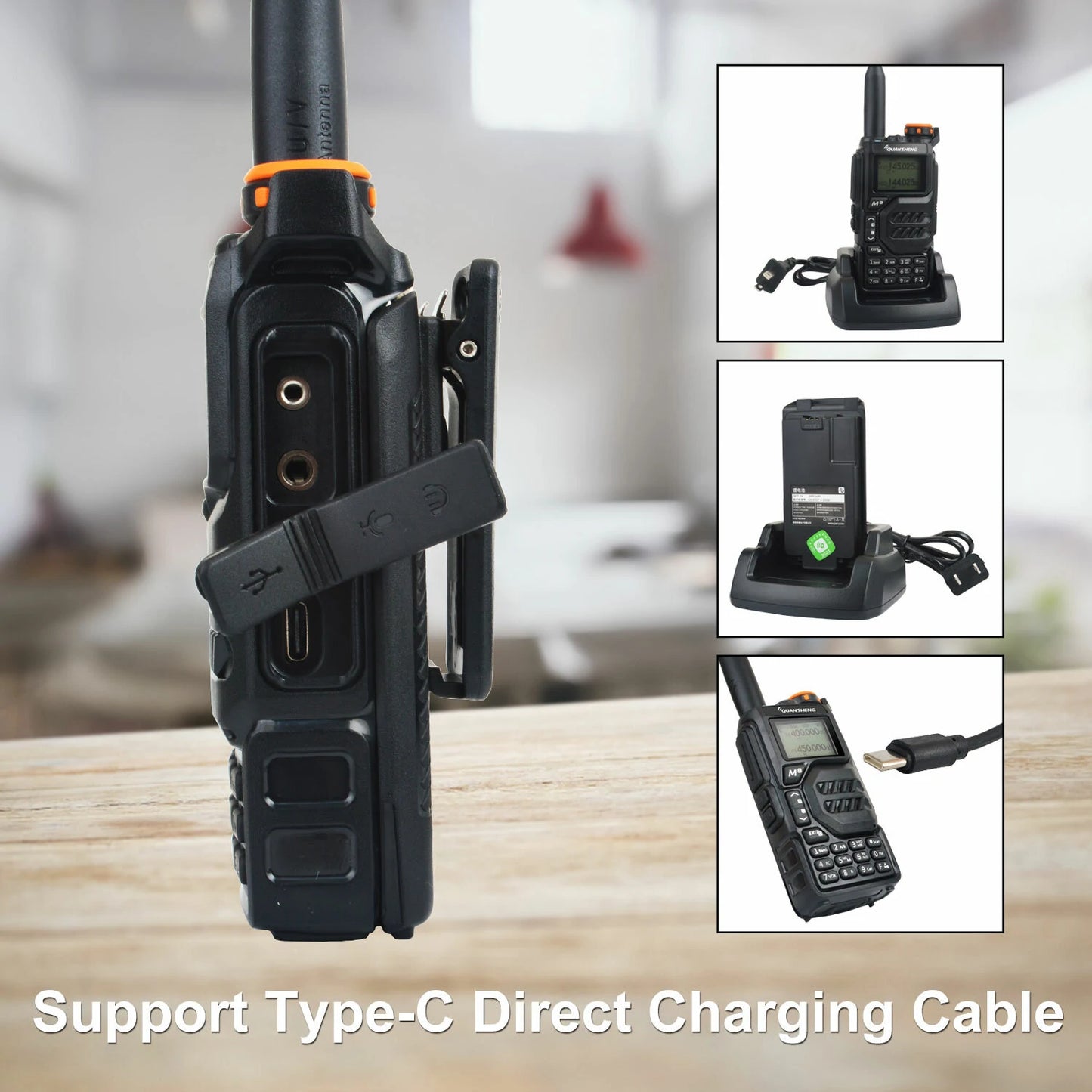 QUANSHENG UV-K5 5W High-Power Multi-Band Walkie Talkie with Air Band, NOAA, DTMF, Scrambler, and LED Flashlight