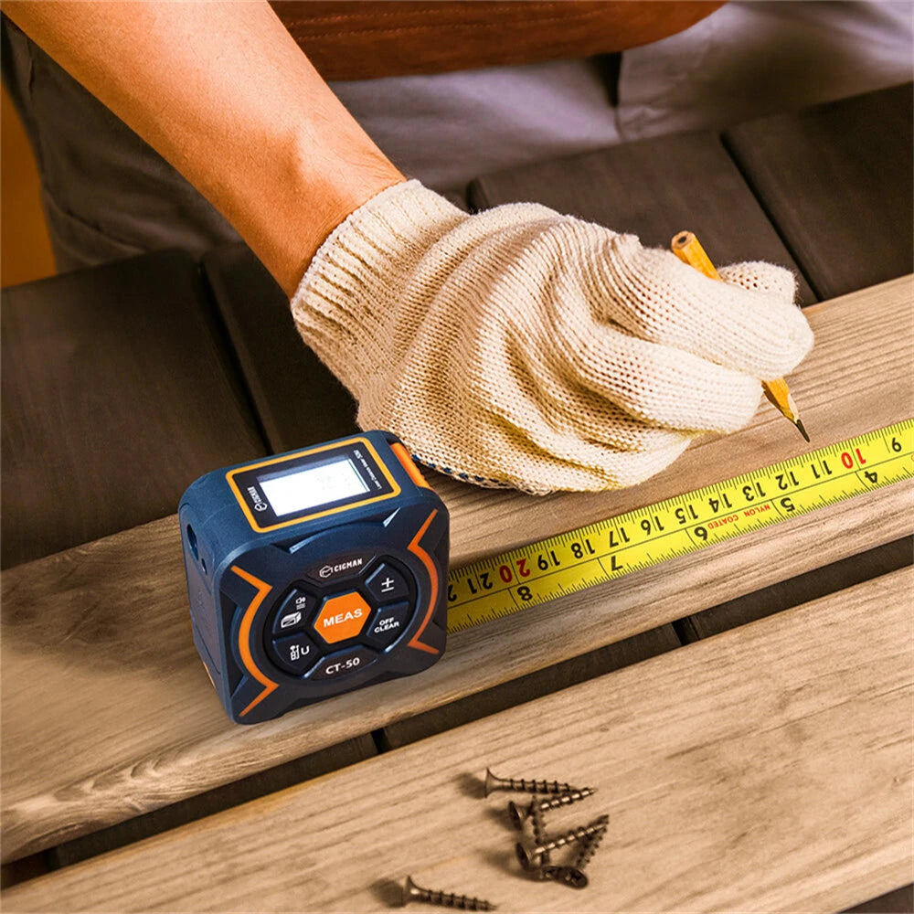EU US CIGMAN CT-50 2-in-1 Laser Tape Measure, 164Ft Range, Autolock, Multiple Modes, Rechargeable