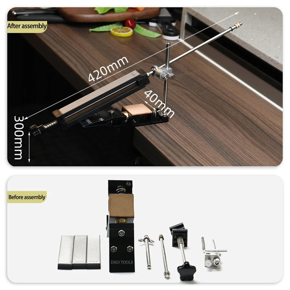 Adjustable Angle Knife Sharpener System with Diamond Whetstones - Aluminum Alloy & Stainless Steel for Kitchen Knives & Scissors