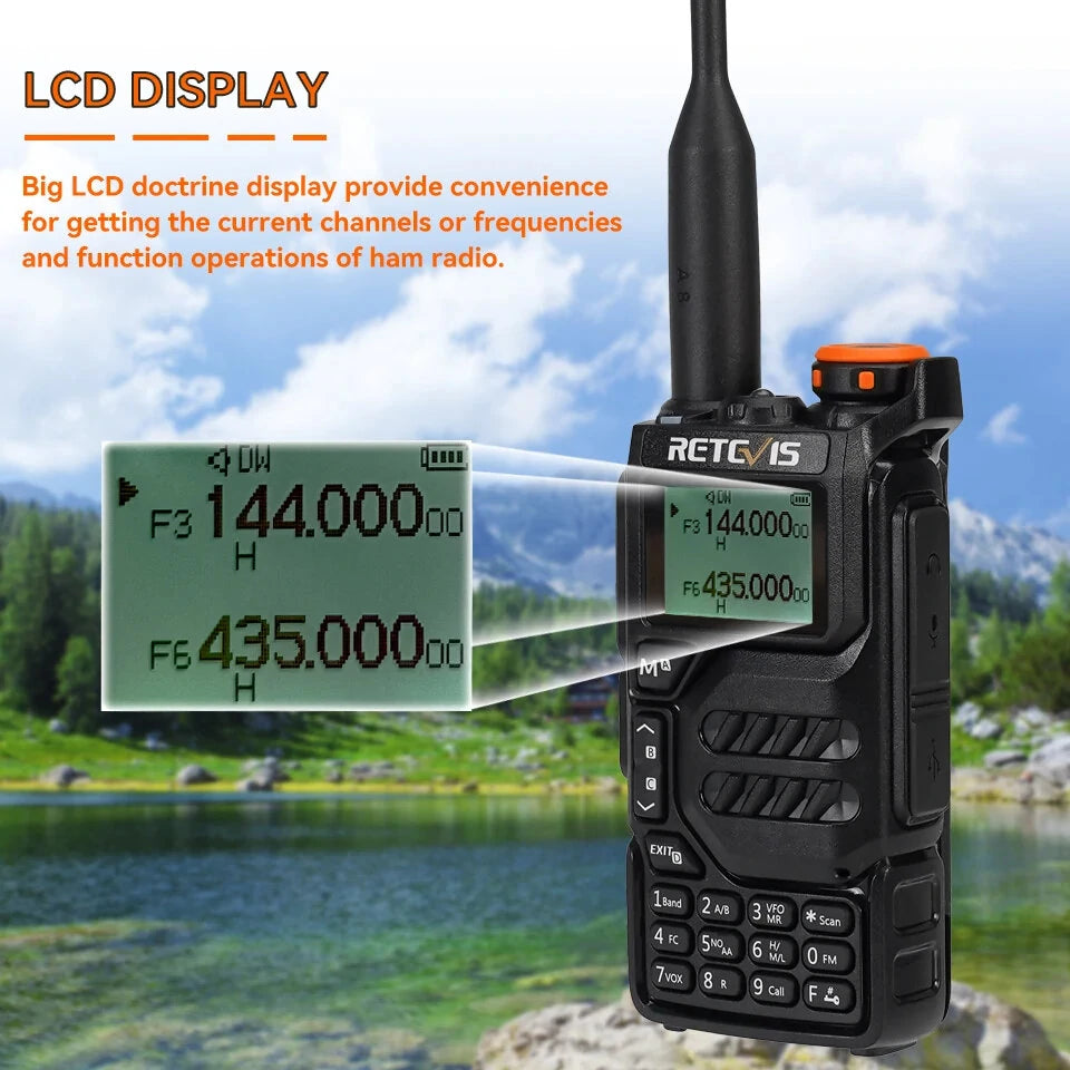 Retevis RA79 5W Dual Band Walkie Talkie, AM/FM Airband Receiver, Multi-Band Reception, USB-C Charging, Portable Ham Two-Way Radio