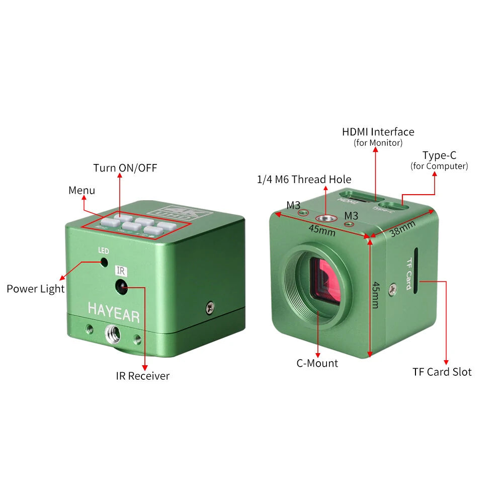 4K Ultra HD USB Digital Microscope Camera for Industrial Lab Image Acquisition & Video Recording