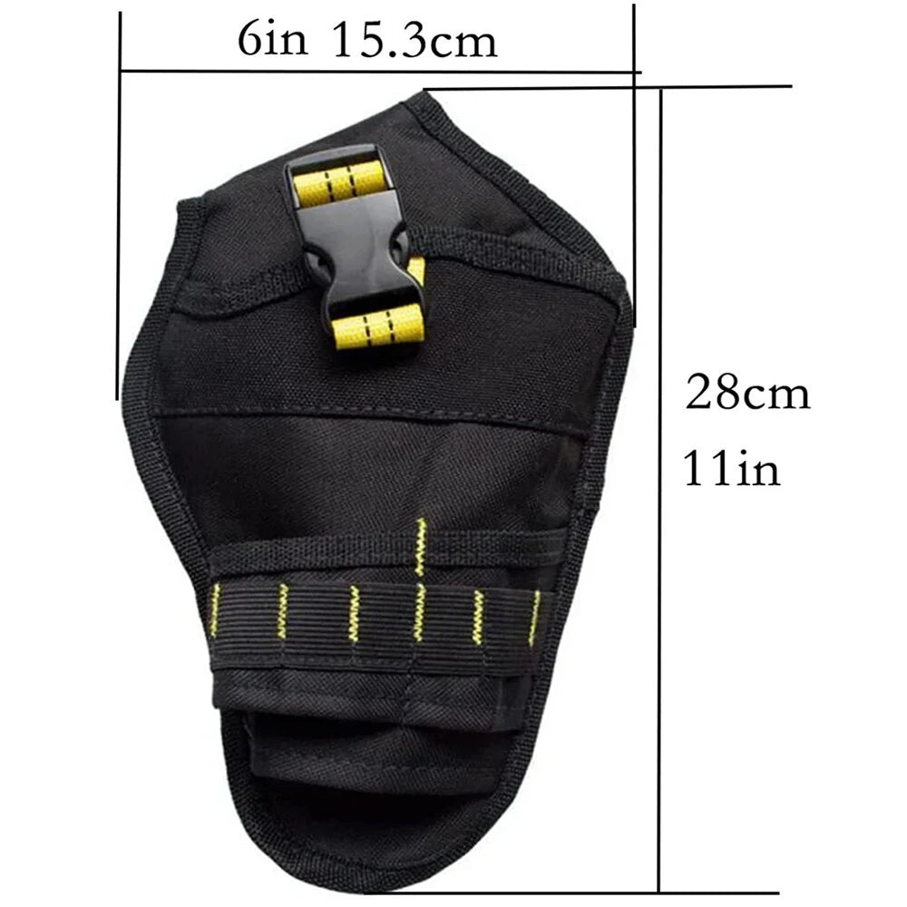 Heavy-Duty Waterproof Drill Holster Waist Tool Bag with Quick Release, 28x15cm