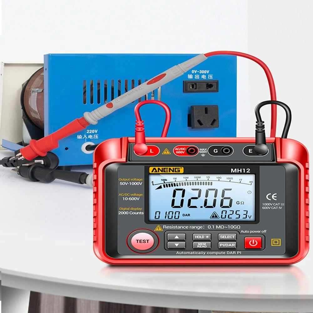 ANENG MH12 Digital Insulation Earth Resistance Tester & Megohmmeter with LCD Display