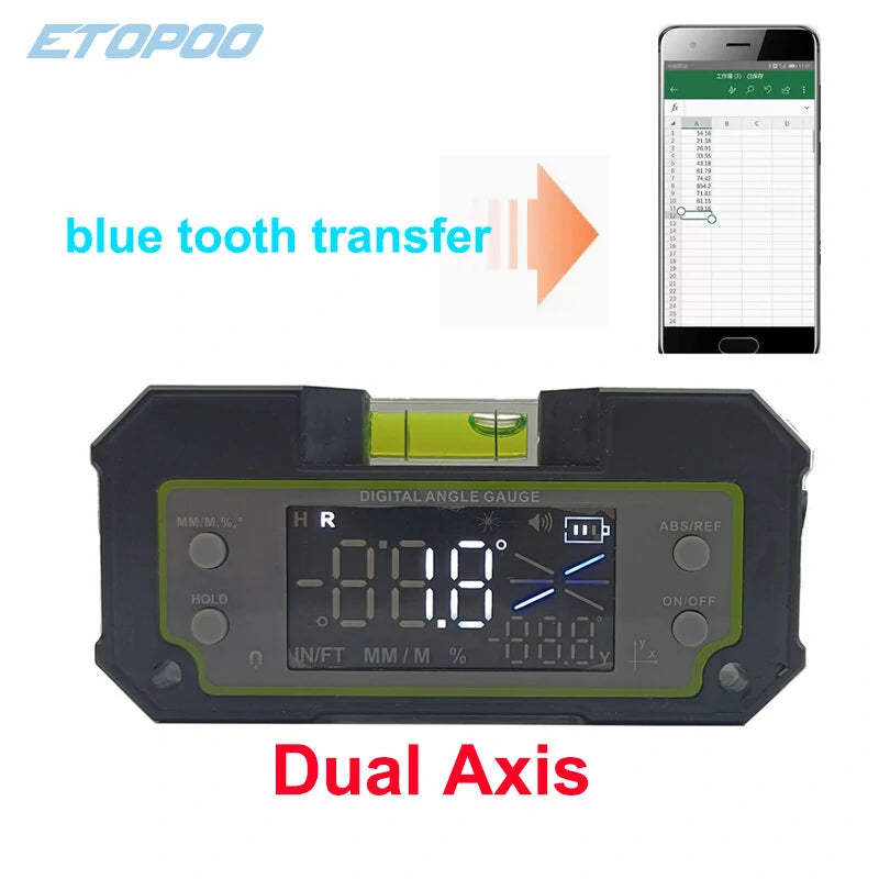 ETOPOO Dual-Axis Bluetooth Digital Inclinometer LCD Protractor & Angle Finder Ruler