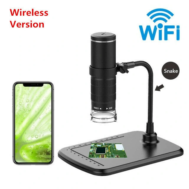 Wireless Digital Microscope 50X-1000X USB HD Camera with Flexible Stand for Phone and PC