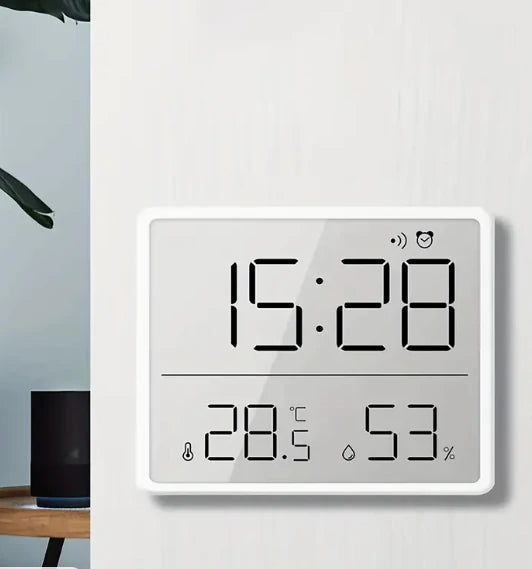Portable LCD Digital Alarm Clock with Large Display, Temperature & Humidity Monitor, Magnetic Design - Ideal for Travel, Desk, Nightstand