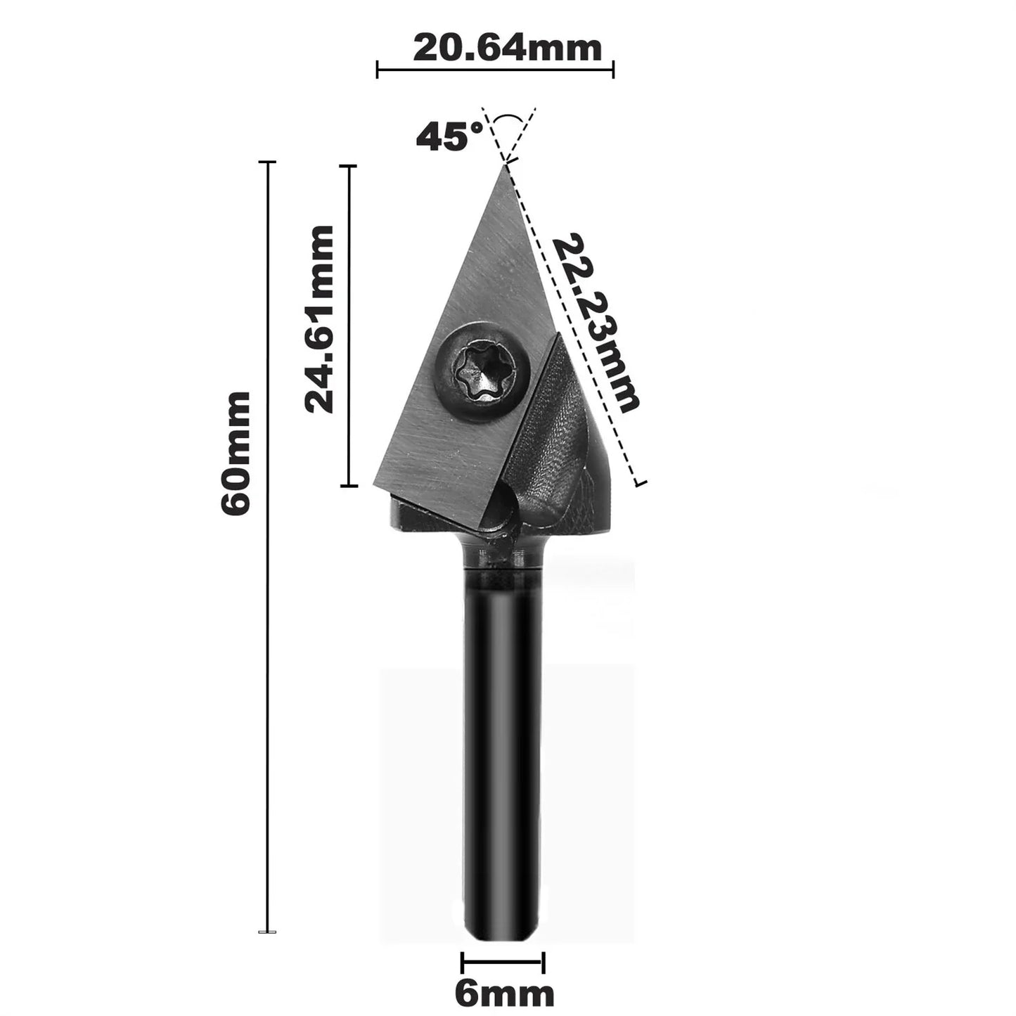 45° V-Groove Carbide Insert CNC Router Bits - 1/2 & 1/4 Inch Shank - Milling Cutter for Woodworking & Engraving