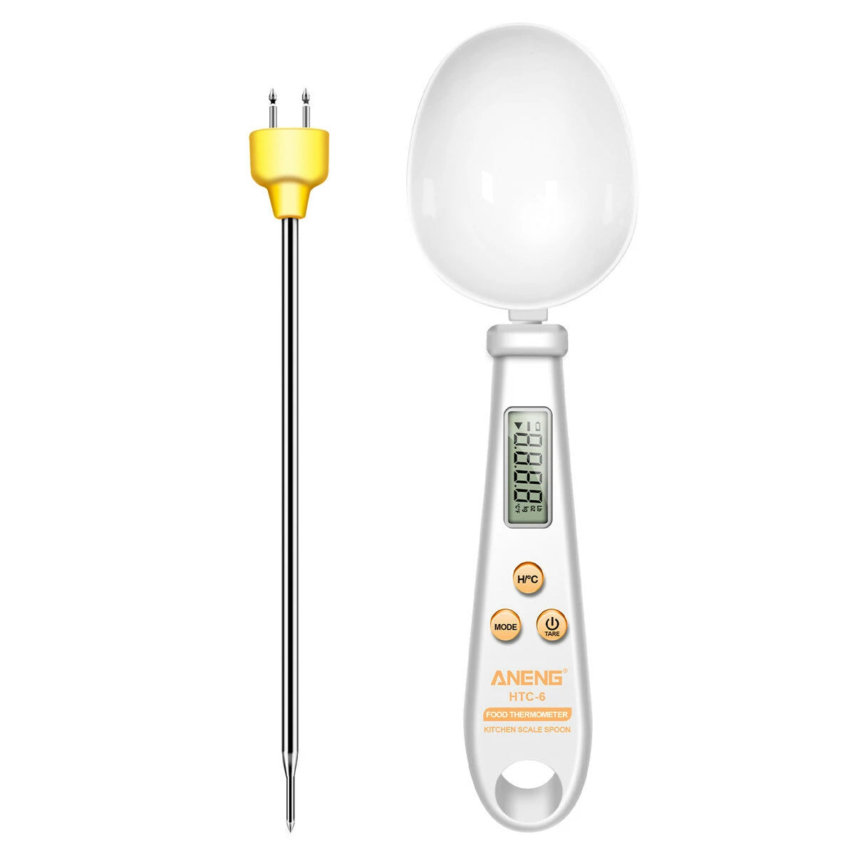 ANENG HTC-6 Digital Spoon Scale with Thermometer, Gram/Ounce/Pound Conversion, Durable ABS & Stainless Steel