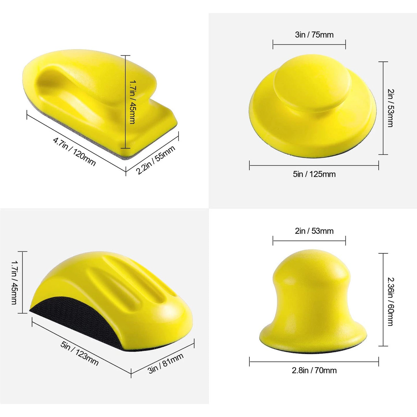 4 PCS Sanding Block Set: 5-Inch Round & Mouse Hook and Loop for Wood Restoration & Crafts