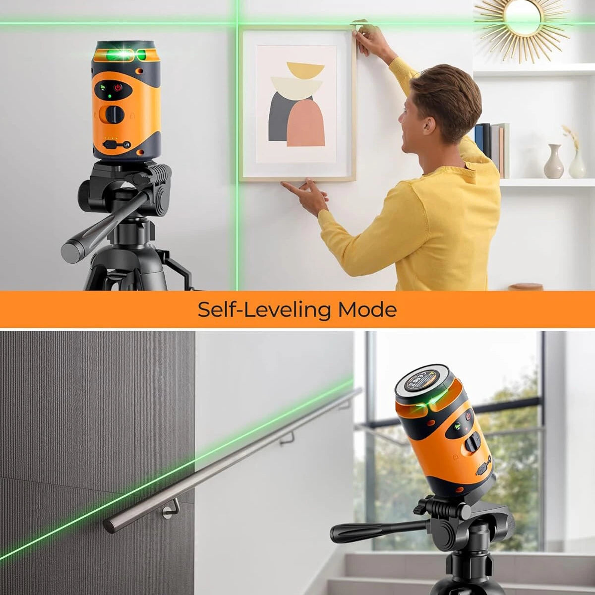 CIGMAN CM-505 360° Green Laser Level, Self-Leveling, 100Ft Range, Rechargeable Battery, Pulse Mode, Includes Magnetic Mount, Carry Pouch