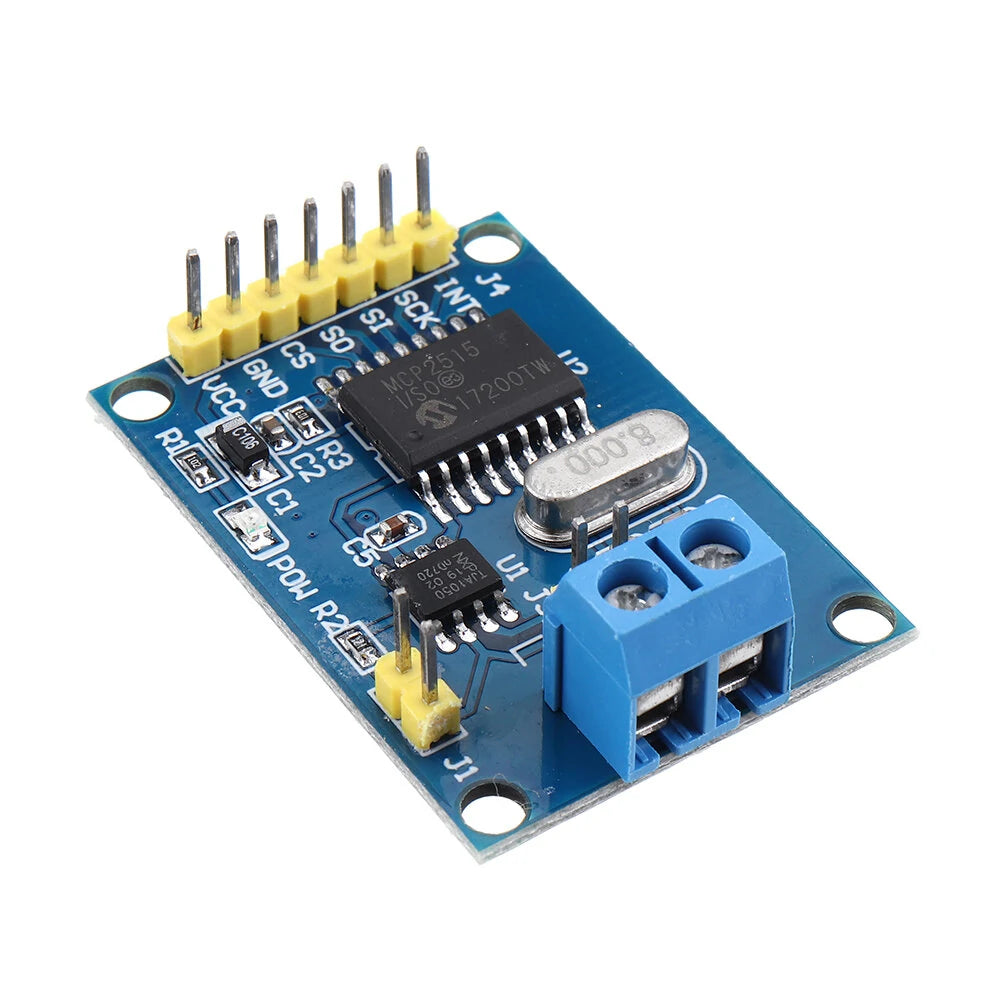 MCP2515 CAN Bus Module Board with TJA1050 Receiver, SPI Interface, Compatible with 51 MCU ARM Controller, 5V DC