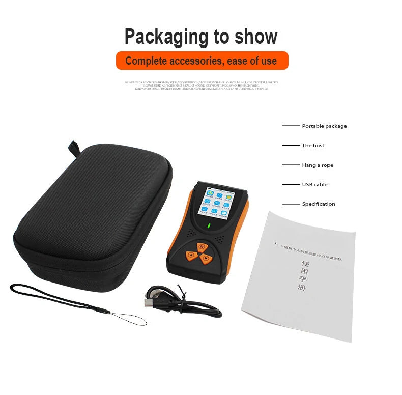 High Precision Nuclear Radiation Tester 0.05uSv-50mSv with Built-In Battery & TFT2.0 Color Display Alarm Feature