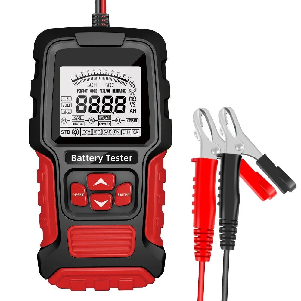 FOXSUR Intelligent 12V/24V Battery Tester with Digital Display & Multi-Protection for Cars & Motorcycles - Perfect for Professionals & Enthusiasts