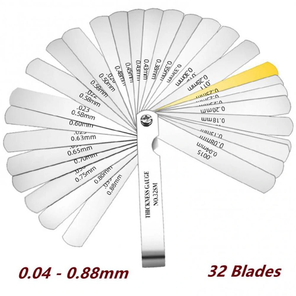 High Precision Metric Feeler Gauge Set 32/20/17 Blades 0.04-0.88mm Thickness for Woodworking and Measuring