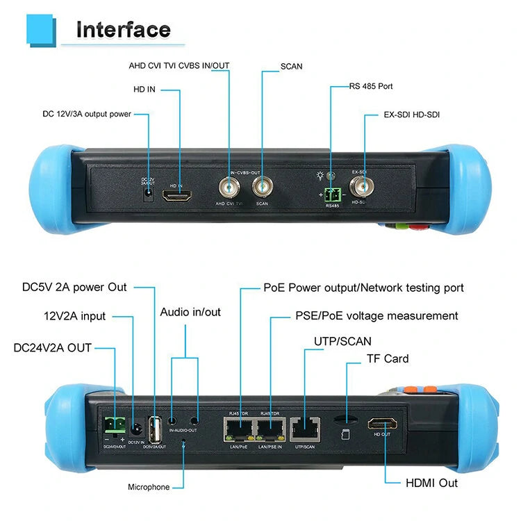 7 4K IPC-9800CADHS Plus+ CCTV Camera & PoE Tester for Video Surveillance
