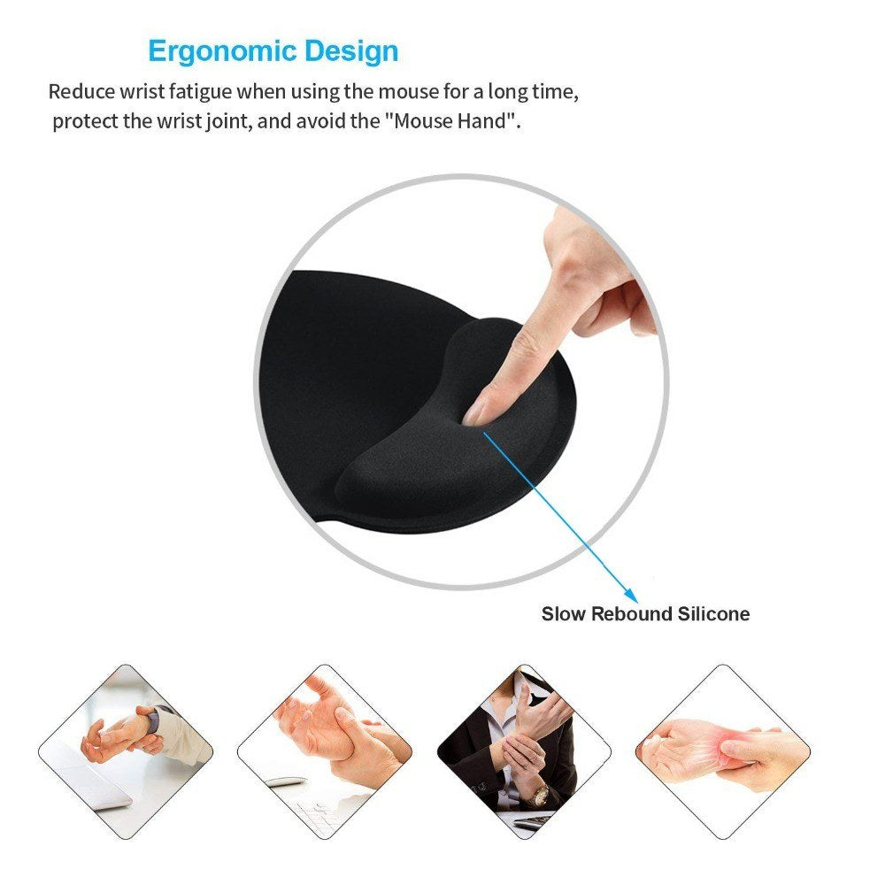 Ergonomic Memory Foam Mouse Pad with Non-Slip Wrist Support