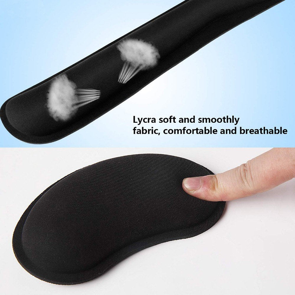 Ergonomic Memory Foam Mouse & Keyboard Wrist Rest Set - Non-Slip Office & Gaming Support