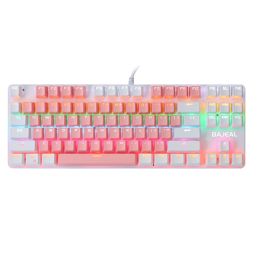 87-Key Wired Mechanical Keyboard with Blue Switches and RGB Lighting