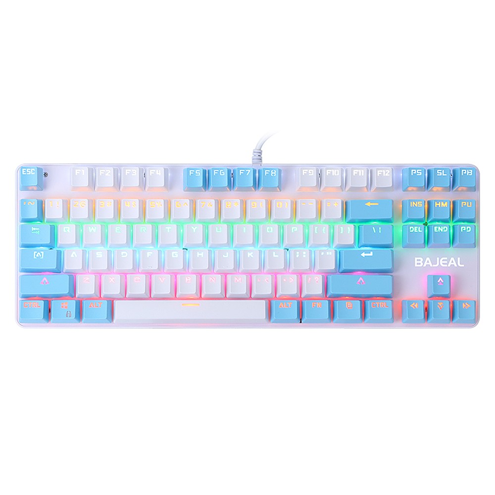 87-Key Wired Mechanical Keyboard with Blue Switches and RGB Lighting
