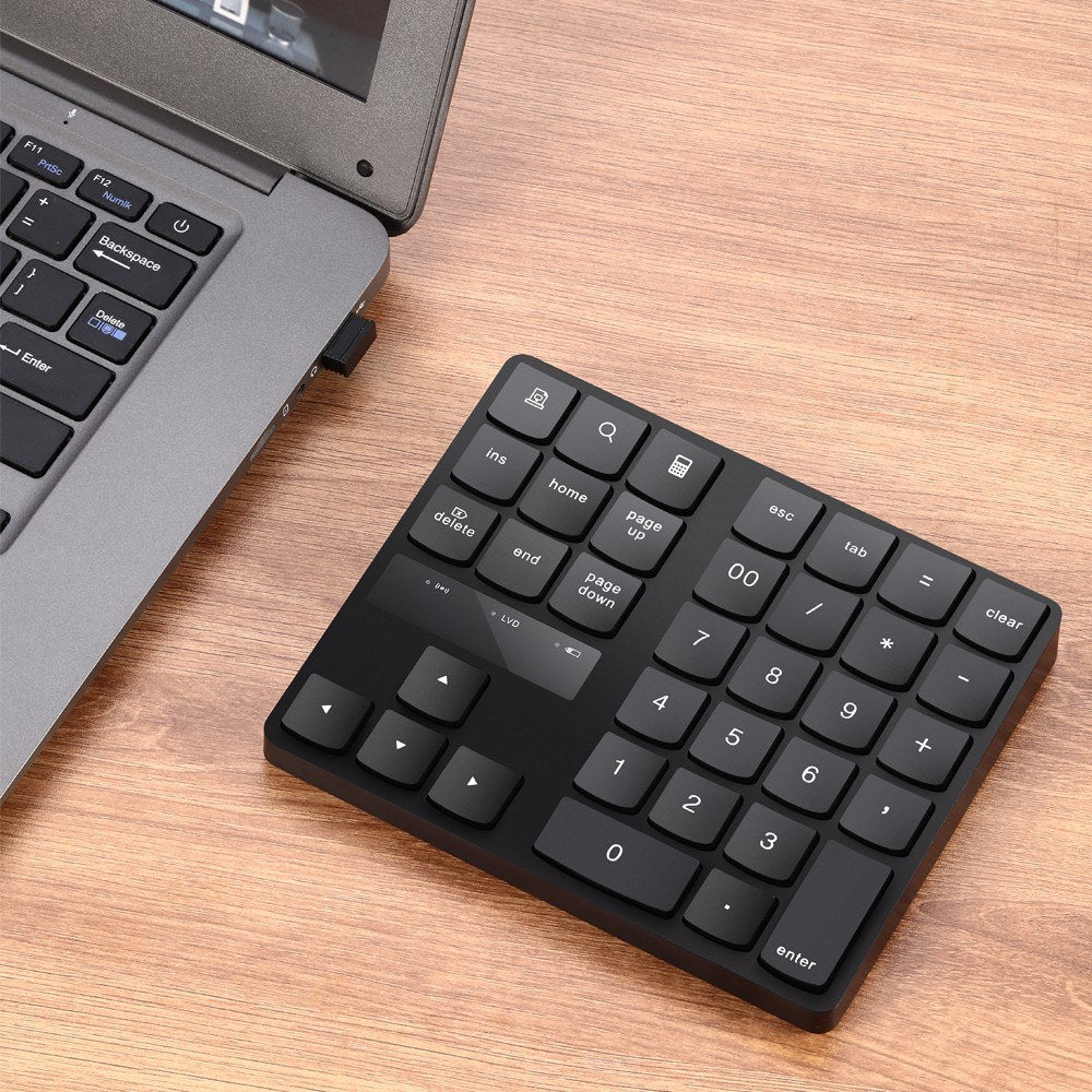 Rechargeable 35-Key Wireless Numeric Keyboard for Accounting - Black