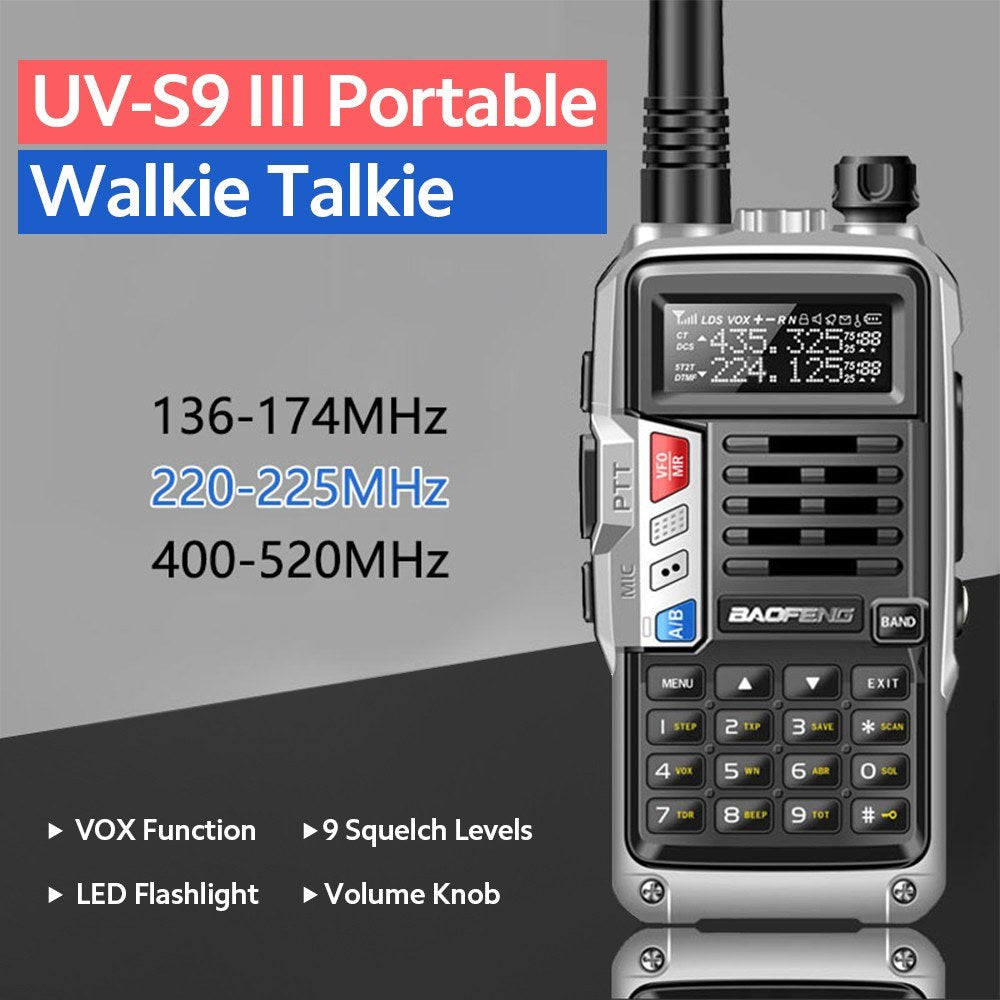 BAOFENG UV-S9 III Tri-Band 10W Ham Radio Handheld Walkie Talkie, 10KM Long Range, VOX, 128 Channels, 2 Antennas, Red (EU Plug)