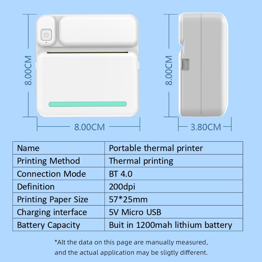 Green Portable Pocket-Size Wireless BT Thermal Printer for Photos, Notes & Memos