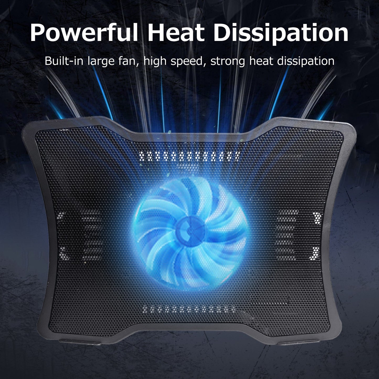 Compact Laptop Cooling Pad with Silent Fan & Dual USB Ports for 14-inch Laptops