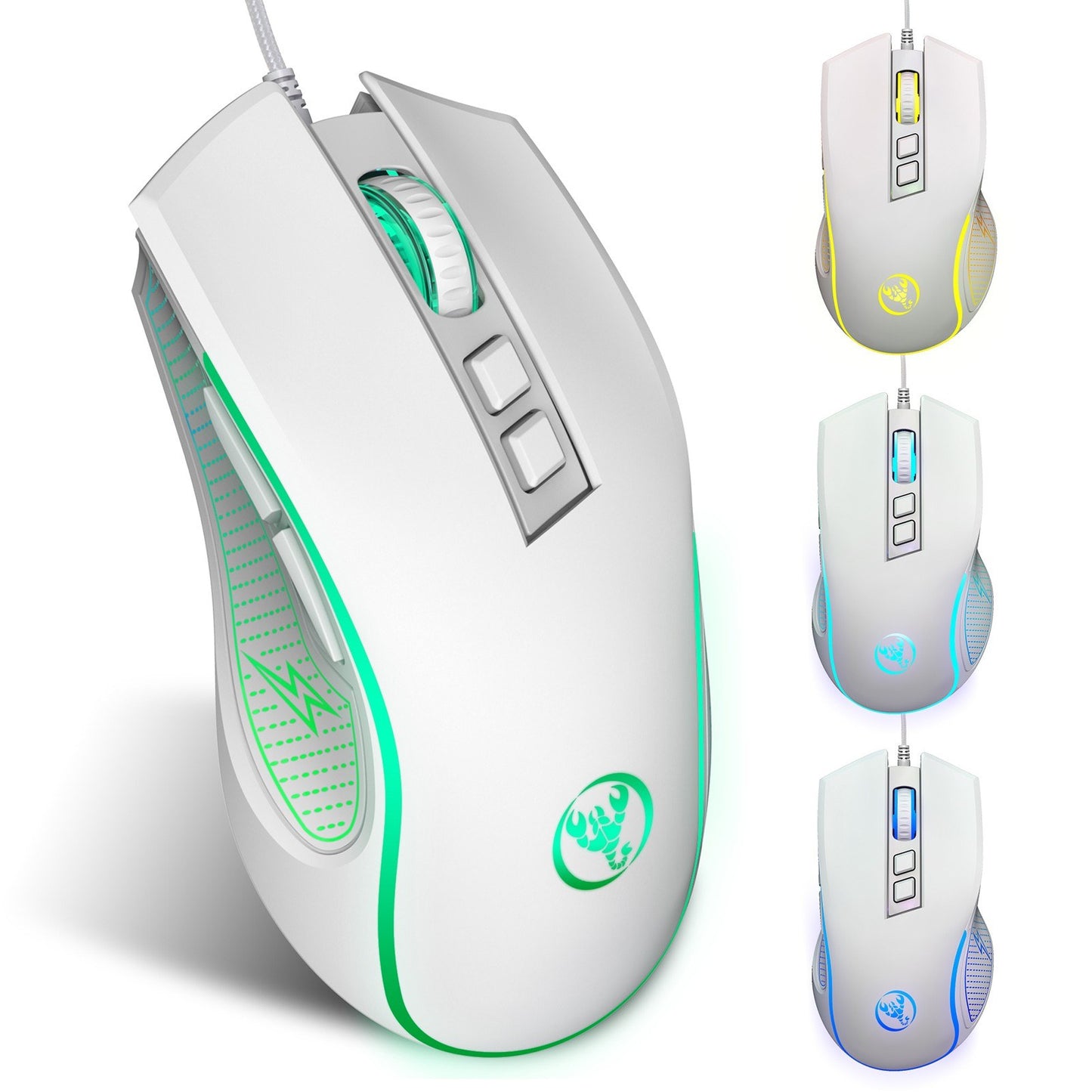 Pink HXSJ X100 Ergonomic Wired Gaming Mouse with 7-Color LED, 4-Adjustable DPI, for Gaming & Office