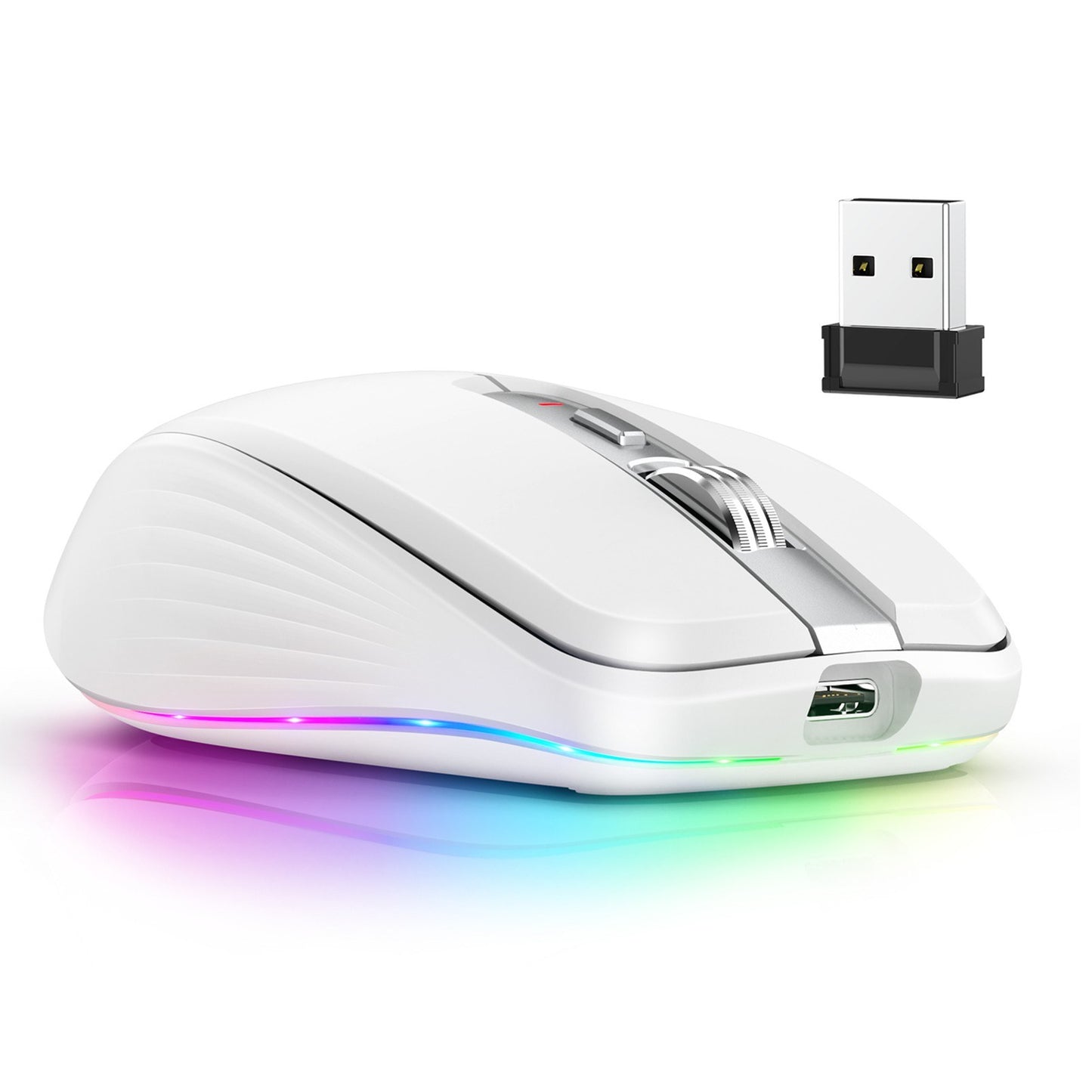 Dual-Mode Wireless Gaming Mouse, Ergonomic 2.4G+BT5.1, Adjustable DPI, Rechargeable for Laptop