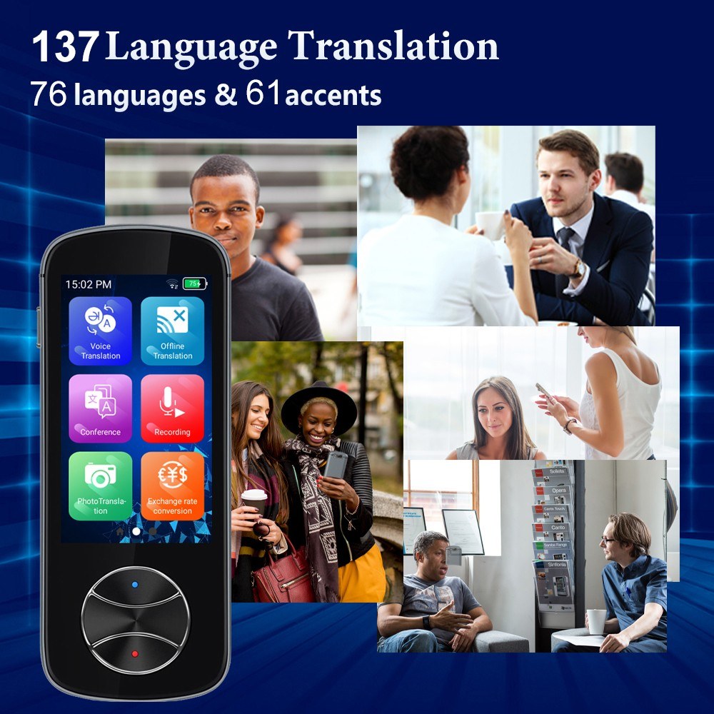 3.0in IPS Touch Screen Smart Translator 1500mAh Converter Electronic Interpreter for Android
