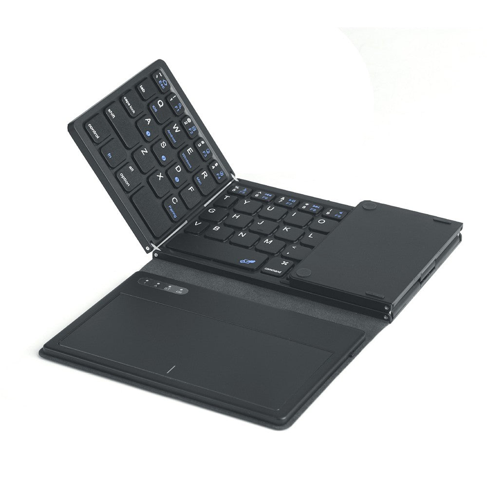 Ultra Thin Wireless Bluetooth Keyboard - Quad-Fold, Large Touchpad, Silent, Mini for Tablet