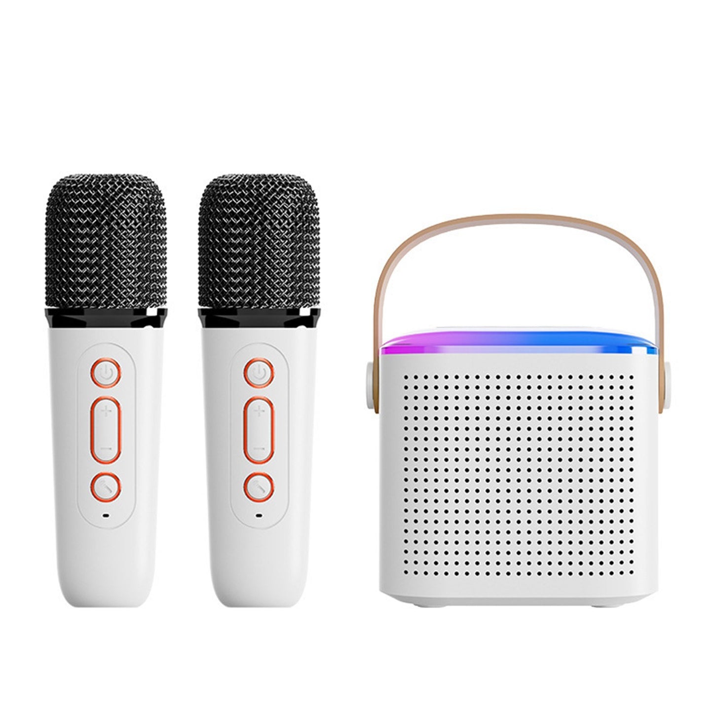 Portable Karaoke Machine with Wireless Microphone, BT Speaker with RGB Lights, TF Card & Type-C Support, Aux Monitoring for Parties & Meetings